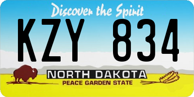 ND license plate KZY834