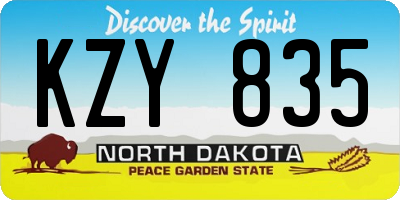 ND license plate KZY835