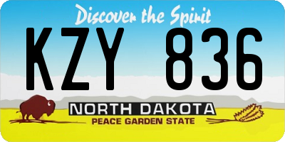 ND license plate KZY836