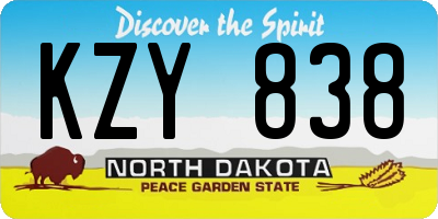ND license plate KZY838