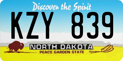 ND license plate KZY839