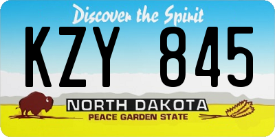 ND license plate KZY845