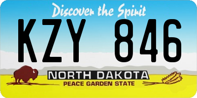 ND license plate KZY846