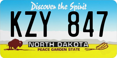 ND license plate KZY847