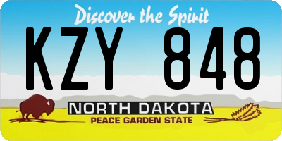 ND license plate KZY848