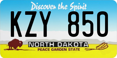 ND license plate KZY850