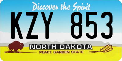 ND license plate KZY853