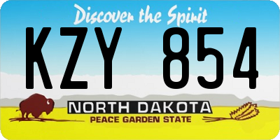 ND license plate KZY854