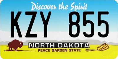 ND license plate KZY855