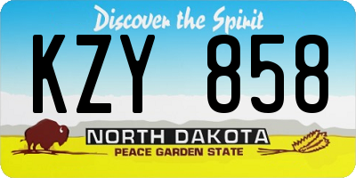 ND license plate KZY858