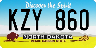 ND license plate KZY860