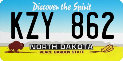 ND license plate KZY862