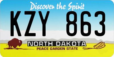 ND license plate KZY863