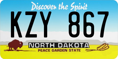 ND license plate KZY867