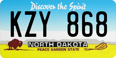 ND license plate KZY868