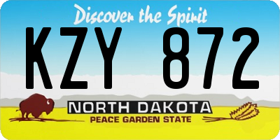 ND license plate KZY872