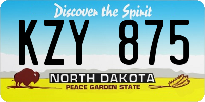 ND license plate KZY875