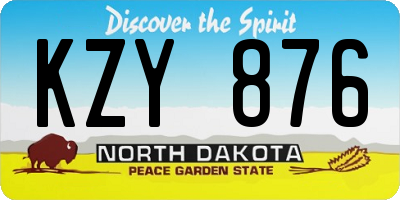 ND license plate KZY876