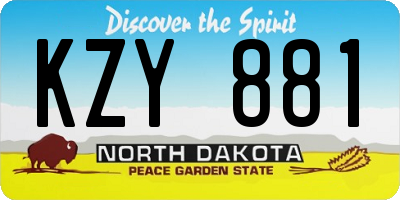 ND license plate KZY881