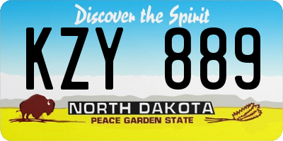 ND license plate KZY889