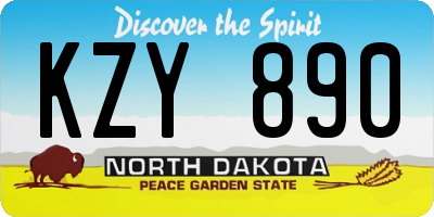 ND license plate KZY890