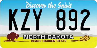 ND license plate KZY892