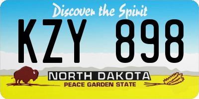 ND license plate KZY898