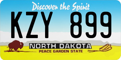 ND license plate KZY899