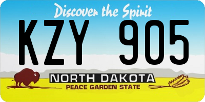 ND license plate KZY905