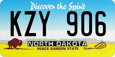 ND license plate KZY906