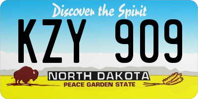 ND license plate KZY909