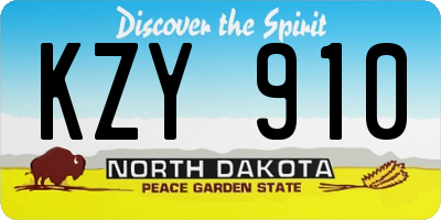 ND license plate KZY910