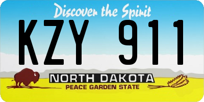 ND license plate KZY911