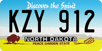 ND license plate KZY912