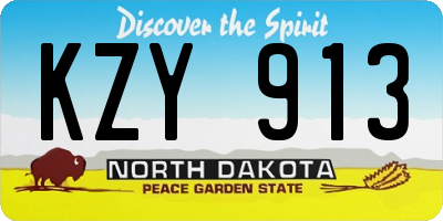 ND license plate KZY913