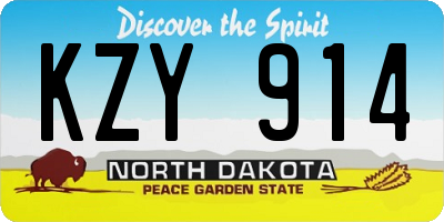 ND license plate KZY914