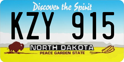 ND license plate KZY915