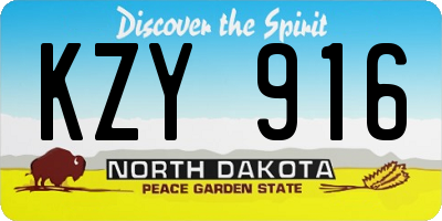 ND license plate KZY916