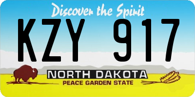 ND license plate KZY917