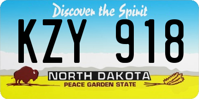 ND license plate KZY918