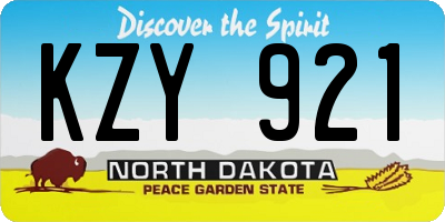 ND license plate KZY921