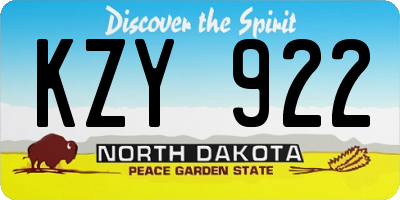 ND license plate KZY922