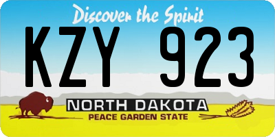 ND license plate KZY923