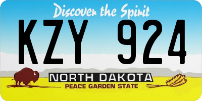 ND license plate KZY924