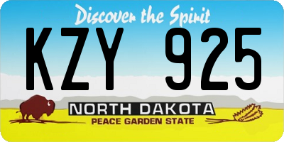 ND license plate KZY925