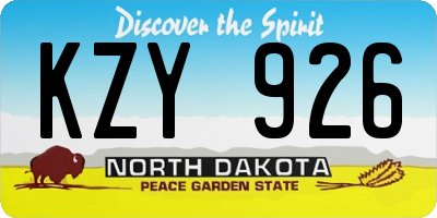 ND license plate KZY926