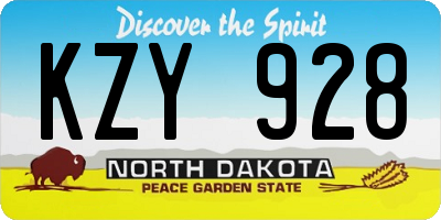 ND license plate KZY928