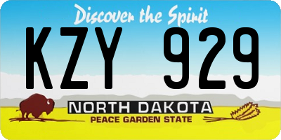 ND license plate KZY929