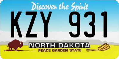 ND license plate KZY931