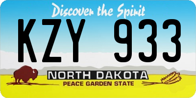 ND license plate KZY933